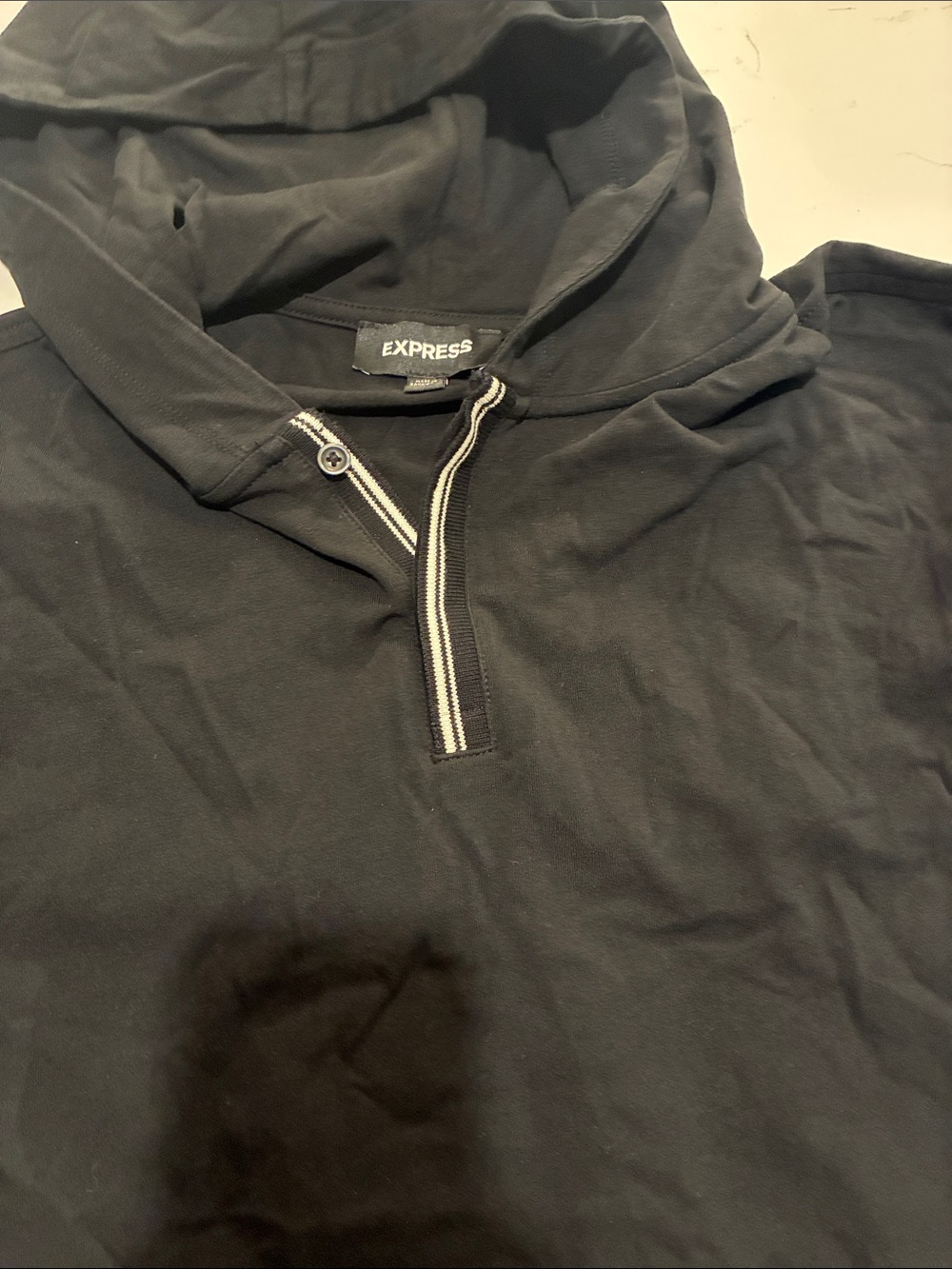 Express Men’s Black Zip-Front Hooded Sweater